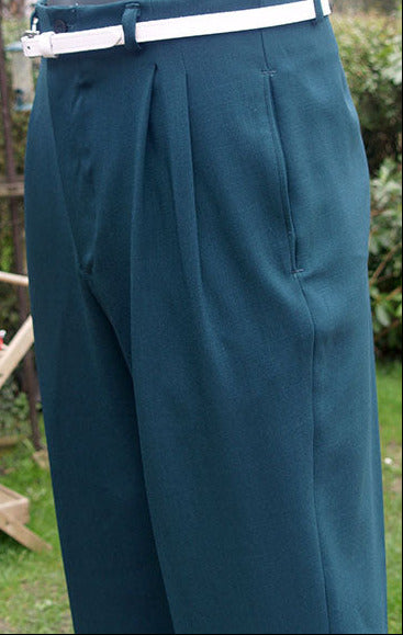 High Waisted Trousers - Bottle Green