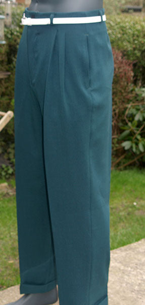 High Waisted Trousers - Bottle Green