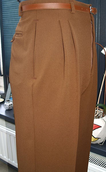 High Waisted Trousers - Brown Twill