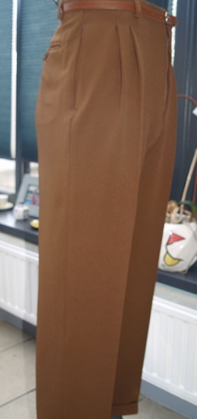 High Waisted Trousers - Brown Twill
