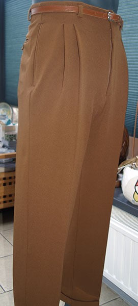 High Waisted Trousers - Brown Twill