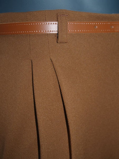 High Waisted Trousers - Brown Twill