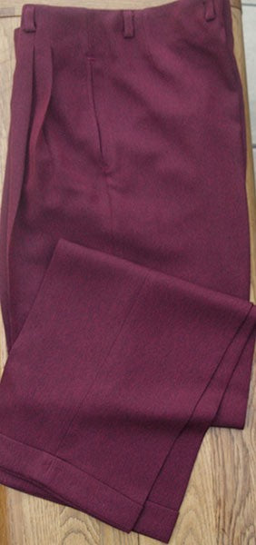 High Waisted Trousers - Burgundy Herringbone
