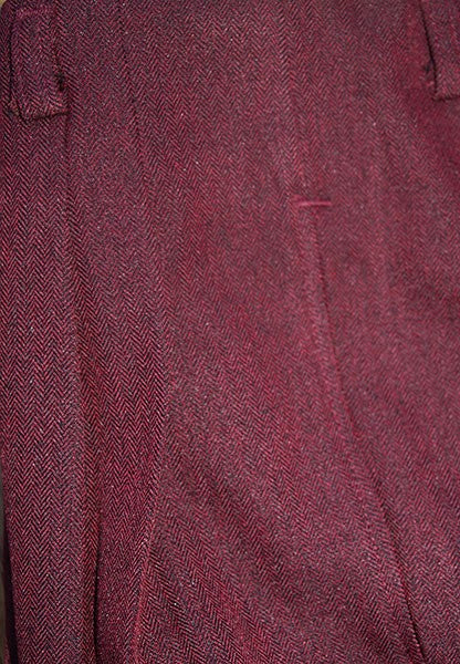 High Waisted Trousers - Burgundy Herringbone