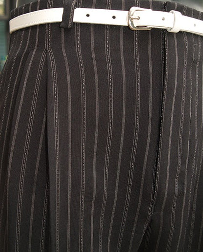 High Waisted Trousers - Double Pinstripe