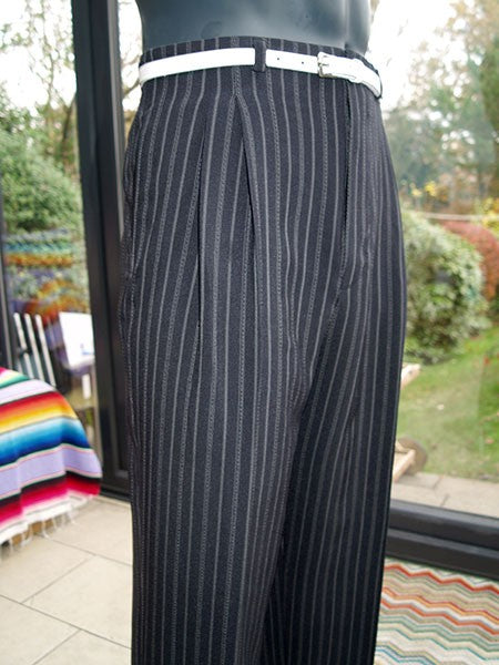 High Waisted Trousers - Double Pinstripe