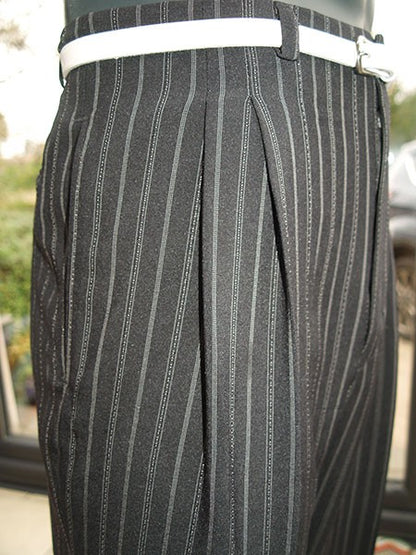 High Waisted Trousers - Double Pinstripe