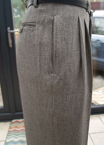 High Waisted Trousers - Oatmeal Speck