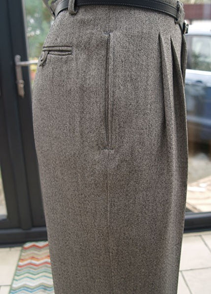 High Waisted Trousers - Oatmeal Speck