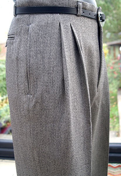 High Waisted Trousers - Oatmeal Speck
