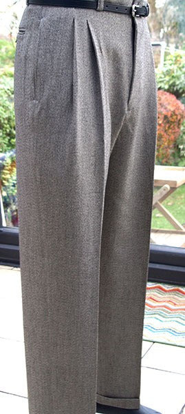 High Waisted Trousers - Oatmeal Speck