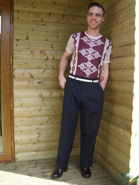 High Waisted Trousers - Dark Navy Blue