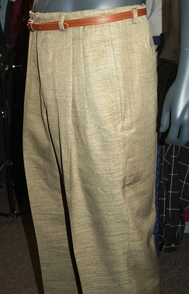 High Waisted Trousers - Olive Slub