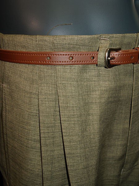 High Waisted Trousers - Olive Slub