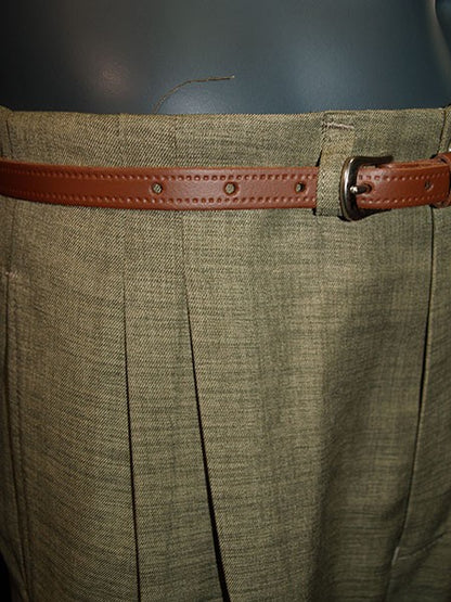 High Waisted Trousers - Olive Slub