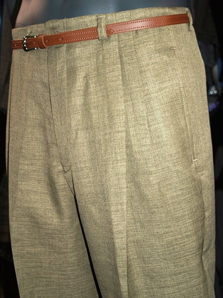 High Waisted Trousers - Olive Slub