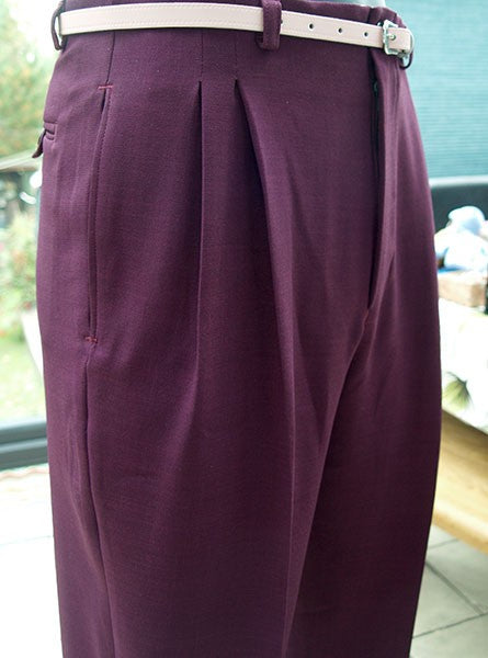 High Waisted Trousers - Plum