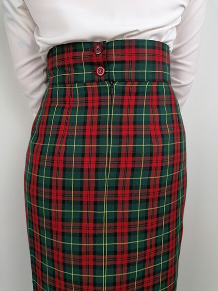 Red Plaid Pencil Skirt