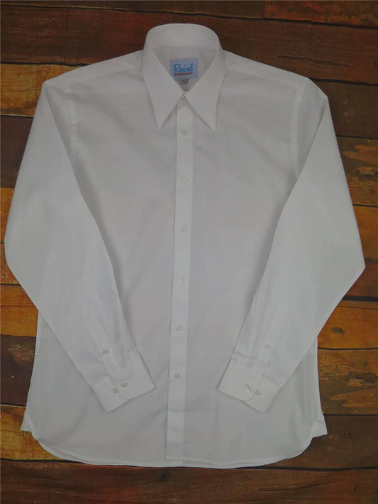 Revival Vintage - Spearpoint Collar Shirt with Barrel Cuff - White