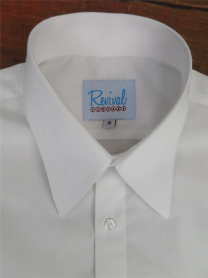 Revival Vintage - Spearpoint Collar Shirt with Barrel Cuff - White