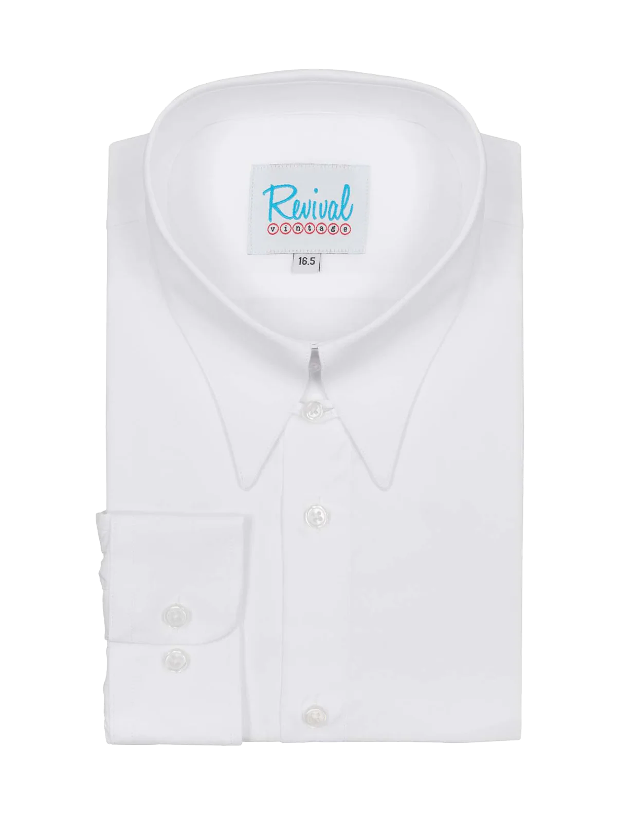 Revival Vintage - Spearpoint Shirt with Tab Collar and Barrel Cuff - White