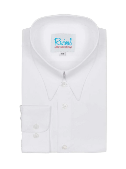 Revival Vintage - Spearpoint Shirt with Tab Collar and Barrel Cuff - White