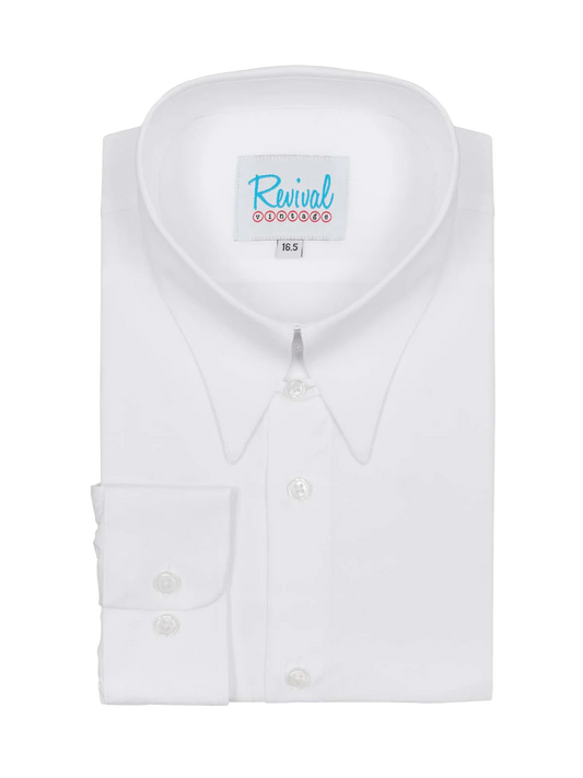 Revival Vintage - Spearpoint Shirt with Tab Collar and Barrel Cuff - White