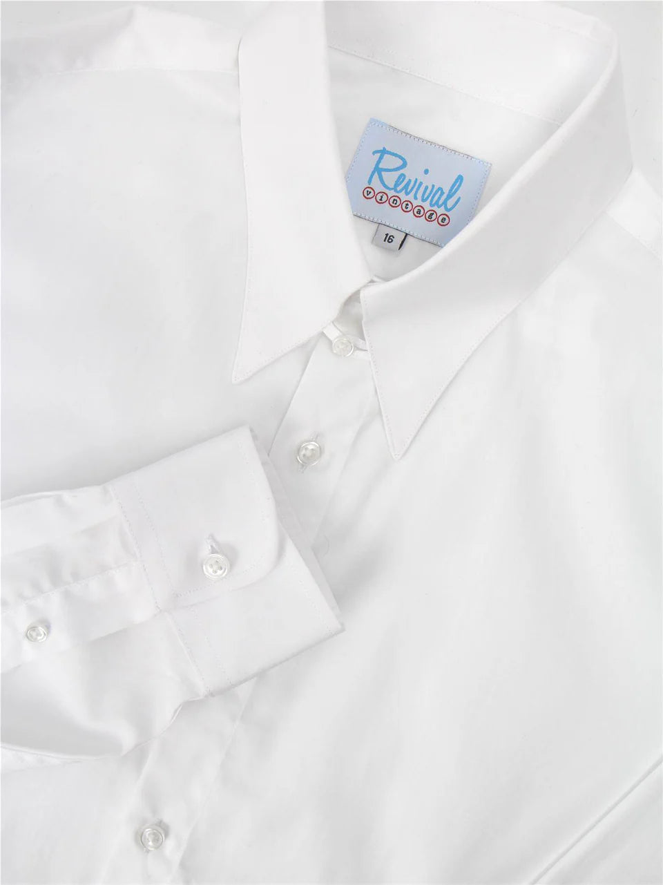 Revival Vintage - Spearpoint Shirt with Tab Collar and Barrel Cuff - White