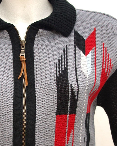Ladies Santa Fe Chimayo Knitted Zipper Jacket - Grey