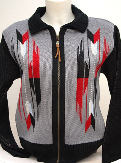 Ladies Santa Fe Chimayo Knitted Zipper Jacket - Grey