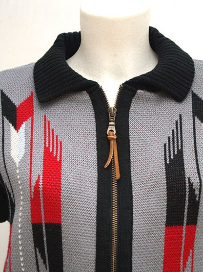 Ladies Santa Fe Chimayo Knitted Zipper Jacket - Grey