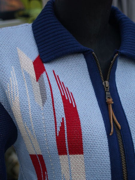Ladies Santa Fe Chimayo Knitted Zipper Jacket - Sky Blue