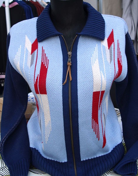 Ladies Santa Fe Chimayo Knitted Zipper Jacket - Sky Blue