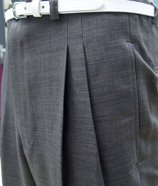 High Waisted Trousers - Slate Grey Slub
