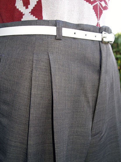 High Waisted Trousers - Slate Grey Slub