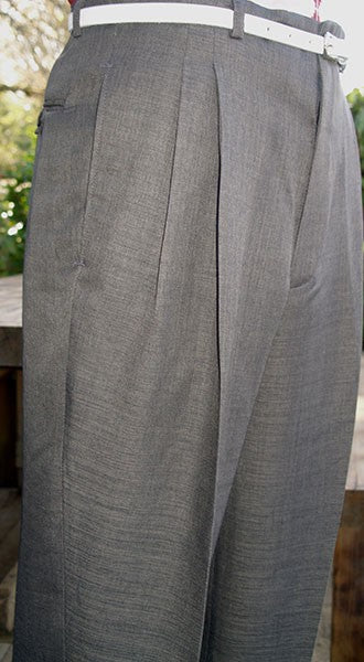 High Waisted Trousers - Slate Grey Slub