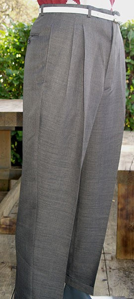 High Waisted Trousers - Slate Grey Slub