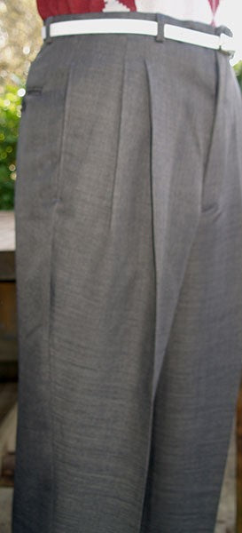 High Waisted Trousers - Slate Grey Slub