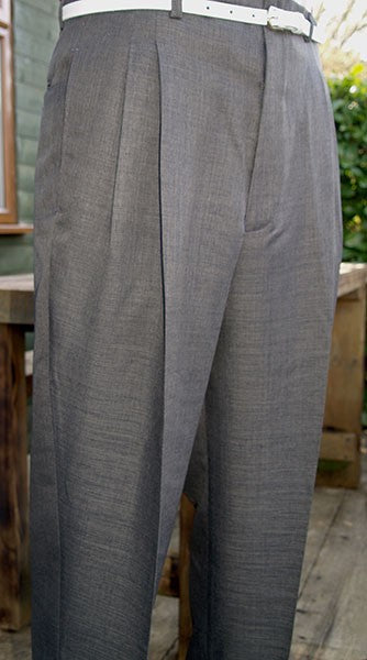 High Waisted Trousers - Slate Grey Slub