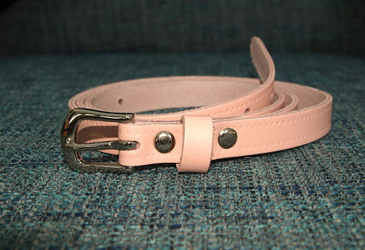 Thin Leather Belt - Soft Pink