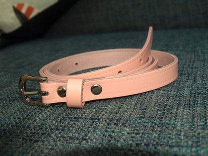 Thin Leather Belt - Soft Pink