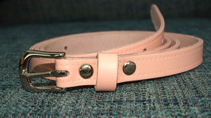 Thin Leather Belt - Soft Pink