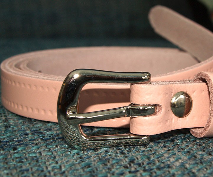 Thin Leather Belt - Soft Pink