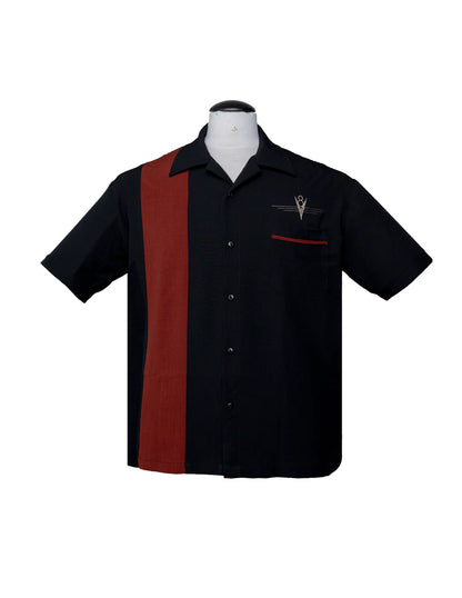 Steady Clothing - V8 Racer Bowling Shirt - Black/Rust