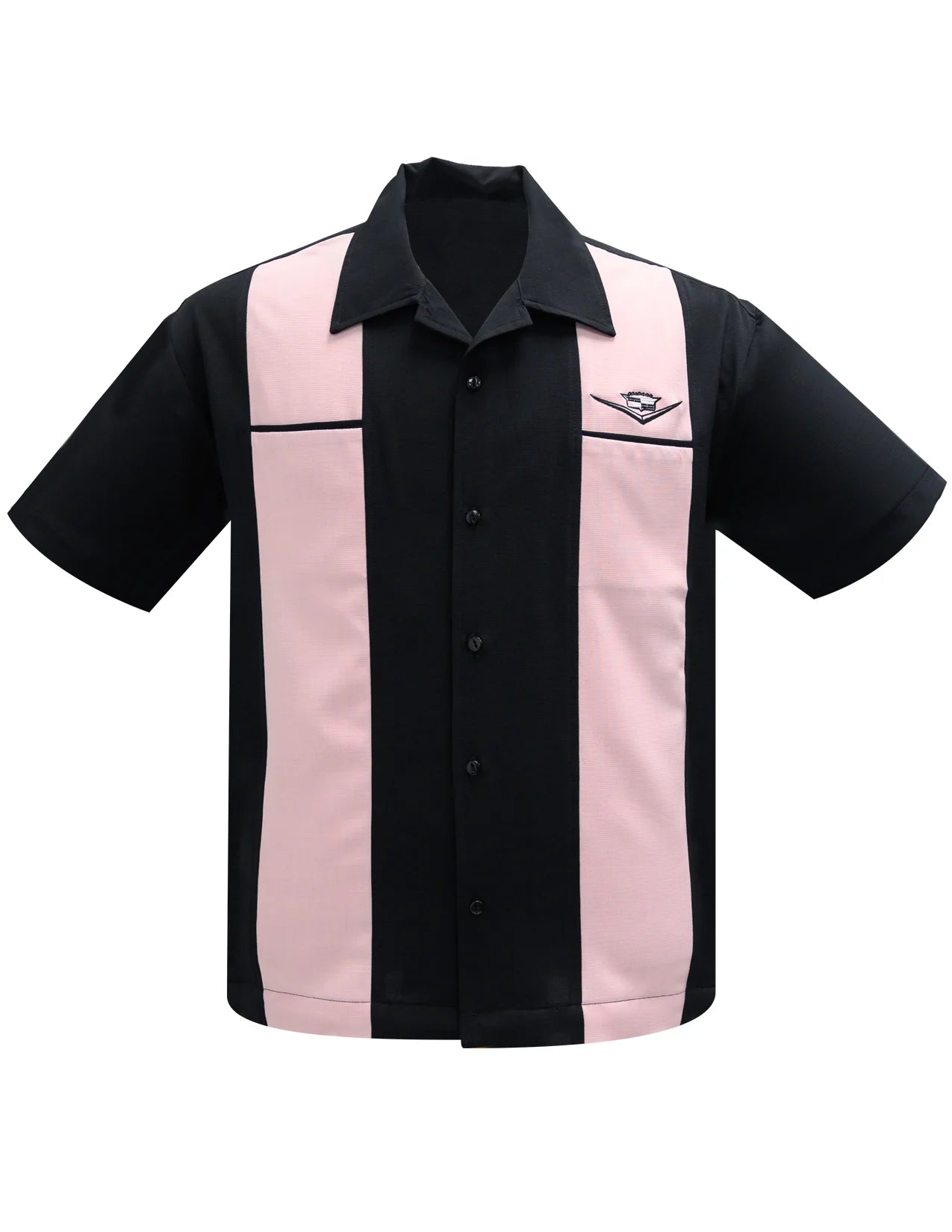 Steady Clothing - Classic Cruising Bowling Shirt - Black/Pink