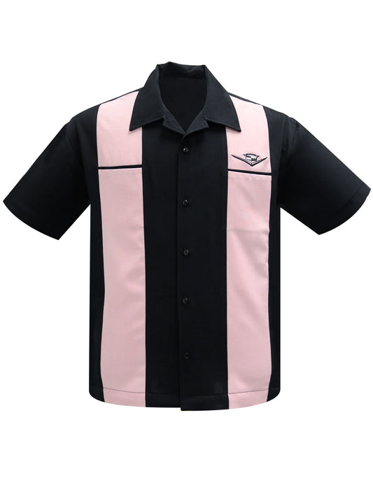 Steady Clothing - Classic Cruising Bowling Shirt - Black/Pink