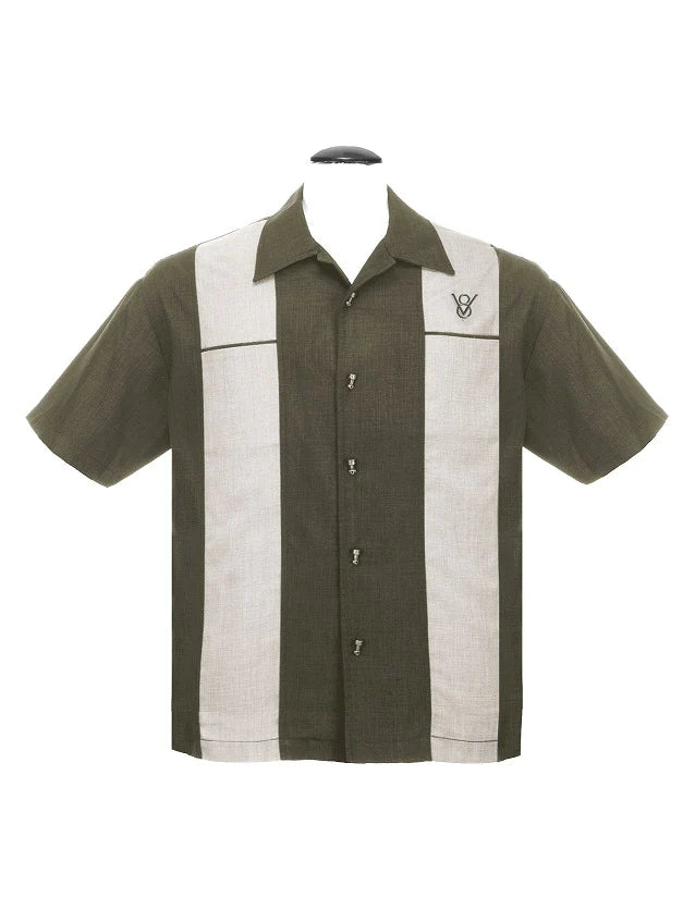 Steady Clothing - Classy Piston Bowling Shirt - Olive/Sage