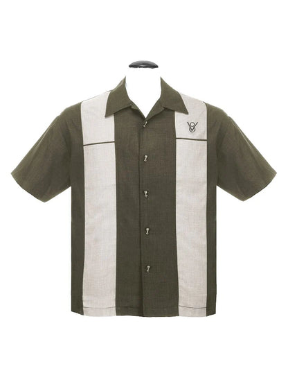 Steady Clothing - Classy Piston Bowling Shirt - Olive/Sage