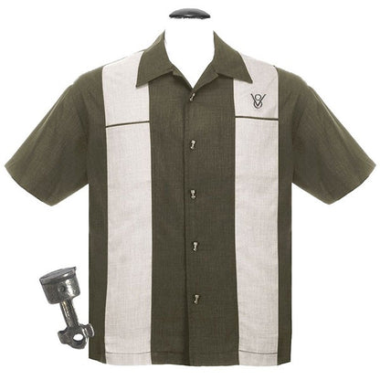 Steady Clothing - Classy Piston Bowling Shirt - Olive/Sage