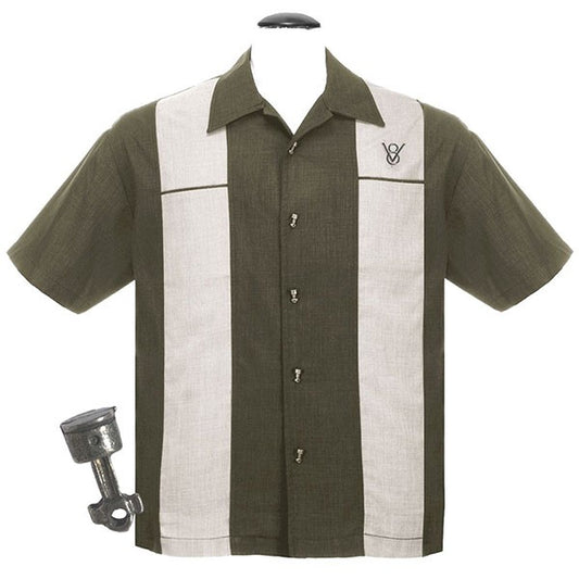 Steady Clothing - Classy Piston Bowling Shirt - Olive/Sage